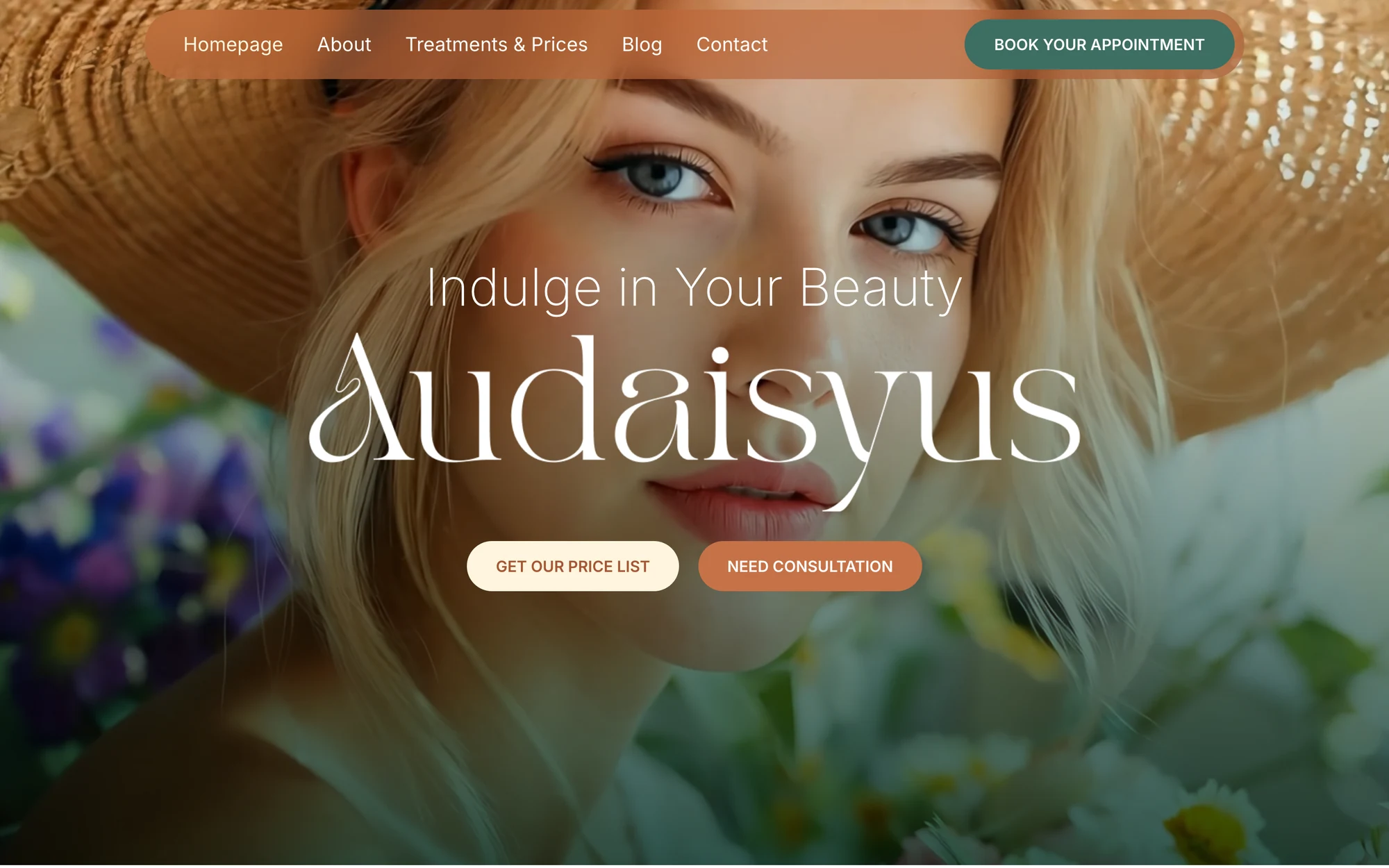 Audaisyus Beauty &amp; Cosmetics website, home page
